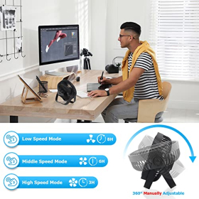 Ventilador de mesa recargable por USB de 6,5", 3 velocidades