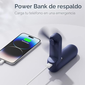 Mini ventilador de mano JISULIFE, portátil, recargable con batería, USB, con función de batería externa y linterna.