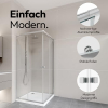 MARWELL Flexi Duschkabine Ecke 77–90 × 77–90 × 190 cm mit Schiebetüren, Aluminiumprofile in Silber matt