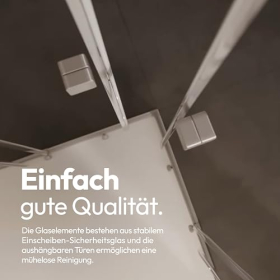 MARWELL Flexi Duschkabine Ecke 77–90 × 77–90 × 190 cm mit Schiebetüren, Aluminiumprofile in Silber matt