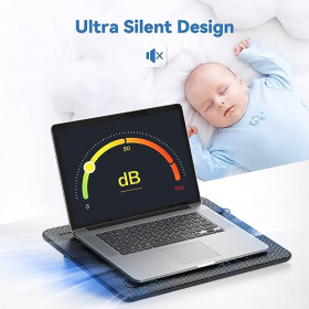 Base de refrigeración para portátiles TECKNET, refrigerador USB delgado y silencioso con 3 ventiladores e iluminación LED, para portátiles