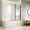 EMKE Shower screen for bathtub 120x140cm, black, 2-piece, foldable