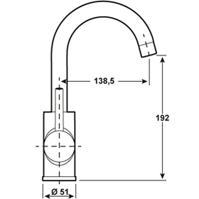 Grifo monomando para lavabo Fiora Cornat con desagüe y caño giratorio.