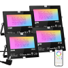 ChangM RGB LED Outdoor Spotlight Set with Bluetooth App, 30W, 4-Pack, IP66