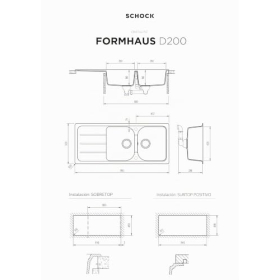Fregadero de cocina SCHOCK Formhaus D200 fabricado en Cristalite Negro.