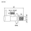 GRIFEMA angle valve with handle for washbasins, wall connection and 3/8 inch connection, brass