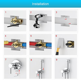 Einbau-Bidetmischer GRIFEMA G154-1 Irismart - Warm- und Kaltwasser, Chrom, mit Handbrause und Schlauch