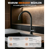 Grifo de cocina GRIFEMA G4008B fabricado en acero inoxidable, negro, con caño giratorio de 360°.