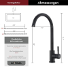 Grifo de cocina GRIFEMA G4008B fabricado en acero inoxidable, negro, con caño giratorio de 360°.