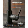 Grifo de cocina GRIFEMA G4008B fabricado en acero inoxidable, negro, con caño giratorio de 360°.