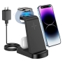 CKCN 3 in 1 Wireless Charging Station Compatible with iPhone 14 13 12 11 Pro Max SE XS 8 Plus 18W Fast Wireless Charger Stand for Apple Watch Series and Air Pods (with Adapter)