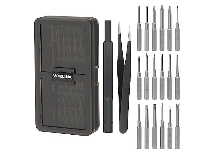 VCELINK precision screwdriver set with S2 long bits, 20 in 1 mini screwdriver set magnetic, Torx Phillips with tweezers, repair tool set for iPhone, Mac, PS4, laptop, switch, watch VCELINK precision screwdriver set with S2 long bits, 20 in 1 mini screwdriver set magnetic, Torx Phillips with tweezers, repair tool set for iPhone, Mac, PS4, laptop, switch, watch