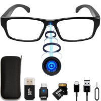 Mini spy camera disguised as glasses, full set with 64GB microSD card and accessories
