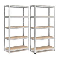 Heavy-duty shelving unit, set of 2, 180x90x40 cm, 875 kg, steel frame, SONGMICS, 5 adjustable shelves, silver