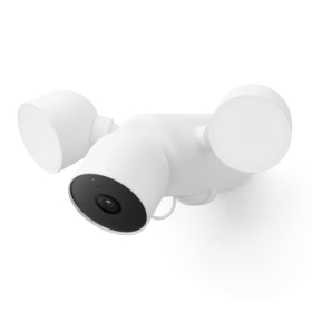 Cámara de exterior Google Nest Cam con foco (con cable), blanca