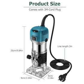 Fresadora JiGiU de 800 W con control de velocidad y juego de 15 brocas.