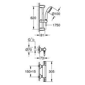 Grohe Grohtherm 800 Duschset 1/2″ Anschluss, Elegantes Chromdesign
