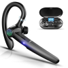 Bluetooth Headset V5.3 with hands-free function, microphone and charging case, 60 hours battery life, black