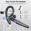 Bluetooth Headset V5.3 with hands-free function, microphone and charging case, 60 hours battery life, black