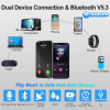 Bluetooth Headset V5.3 with hands-free function, microphone and charging case, 60 hours battery life, black