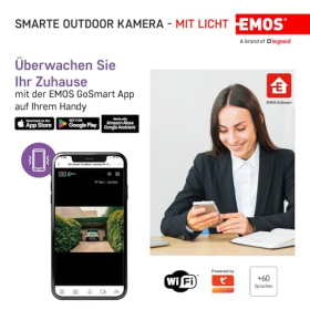EMOS GoSmart Außenkamera 3 MP, Rotierbar, WiFi, Nachtsicht, Sirene