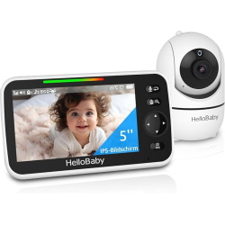 HelloBaby Babyphone mit Kamera – 5" Display, Nachtsicht & 2-Wege-Audio, 305 m Reichweite