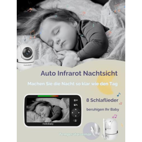 HelloBaby Babyphone mit Kamera – 5" Display, Nachtsicht & 2-Wege-Audio, 305 m Reichweite