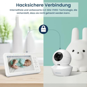 Babysense HD 5" відеоняня з двома камерами, без WiFi, нічник, колискові, радіус дії 300 м, 4-кратний зум