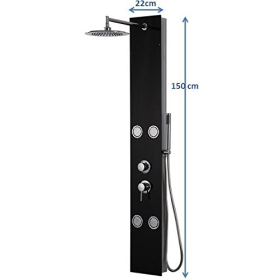 DP Grifería – Schwarze Hydromassage-Duschsäule aus Glas, Modell Huelva