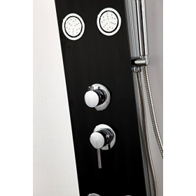 DP Grifería – Schwarze Hydromassage-Duschsäule aus Glas, Modell Huelva