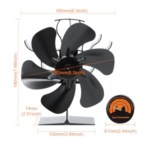 Ventilador de chimenea Jumoking de 6 aspas: ventilador para estufas de leña y pellets sin necesidad de electricidad.