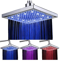 Regendusche 20x20 cm – LED, 3-Farbwechsel, ABS Chrom