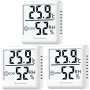 hoyiours Heim-Thermometer-Hygrometer, 3 Stück Mini-Temperatur-Feuchtigkeitsmesser-Monitor, digitales Thermometer-Hygrometer für Zuhause, Büro, Schlafzimmer, Babyzimmer, weißes Design