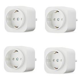 Amazon Basics Smart Plug Steckdose für Innenräume, Alexa kompatibel, 4er Set, Weiß