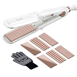 Rizador de cabello CkeyiN con 3 placas intercambiables, rizador de cabello ondulado para cabello esponjoso, rizador para mujeres, plancha de cabello con temperatura ajustable