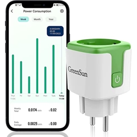 Enchufe Inteligente WiFi con Monitor de Energía con Temporizador Compatible con Alexa y Google Home Enchufe Controlado por Voz con Temporizador de Cuenta Regresiva Verde Claro 1 Pieza