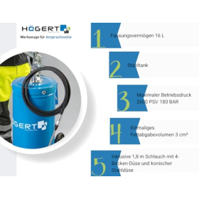Pistola de engrase profesional con ruedas de 16 litros para la industria y la agricultura – Högert Technik
