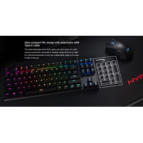 HyperX Alloy Origins Core - Teclado mecánico para juegos RGB, sin teclas, interruptores rojos (diseño de EE. UU.)