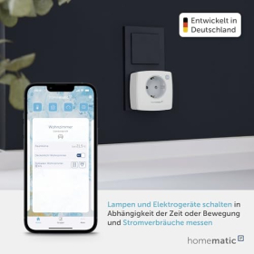 Enchufe inteligente, medición, control mediante la aplicación Homematic IP, Alexa, Google Assistant, adaptador de ahorro de energía