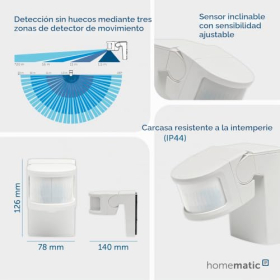 Detector de movimiento Homematic IP Smart Home con actuador de conmutación para uso exterior.