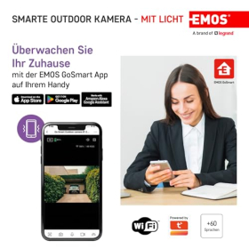 EMOS GoSmart Außenkamera WiFi 3MP mit LED, App & Alexa/Google-kompatibel 