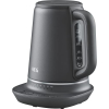 AEG K7-1-6BP kettle (7 temperature levels, 3-way safety switch-off, keep warm function, 1.7 liters, drip protection, easy cleaning, 360° base, anti-slip coating, LED display, gray):