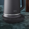 AEG K7-1-6BP kettle (7 temperature levels, 3-way safety switch-off, keep warm function, 1.7 liters, drip protection, easy cleaning, 360° base, anti-slip coating, LED display, gray):