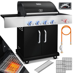 KESSER Master BBQ Gasgrill, 800°C Infrarot, 4+1 Brenner, Edelstahl, Seitenbrenner, Piezozündung