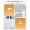Grifo monomando blanco para lavabo con efecto cascada, fabricado en latón.
