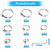 Stainless steel hose clamp set, 110 pieces, adjustable 8–44 mm, assortment for pipes, water lines and vehicles