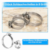 Stainless steel hose clamp set, 110 pieces, adjustable 8–44 mm, assortment for pipes, water lines and vehicles