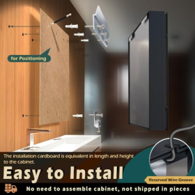 KWW 75x70 cm Doppeltüriger Badezimmerschrank mit LED-Beleuchtung, Antibeschlaglicht, USB