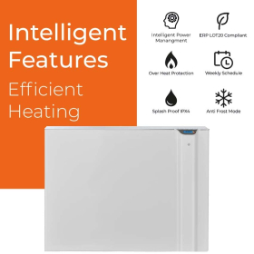 Radialight Klima Dual Therm – Електричний радіатор, настінний, плоский, 1500 Вт, з таймером та термостатом