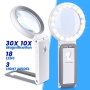 KIBTOY Magnifying Glass with Light and Stand, 18 LEDs, Dimmable